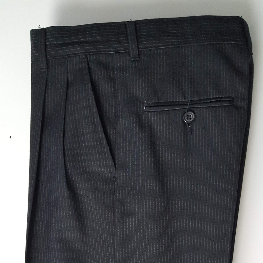 Boys Sz 12 Van Heusen Black Pin Stripe Suit Pants